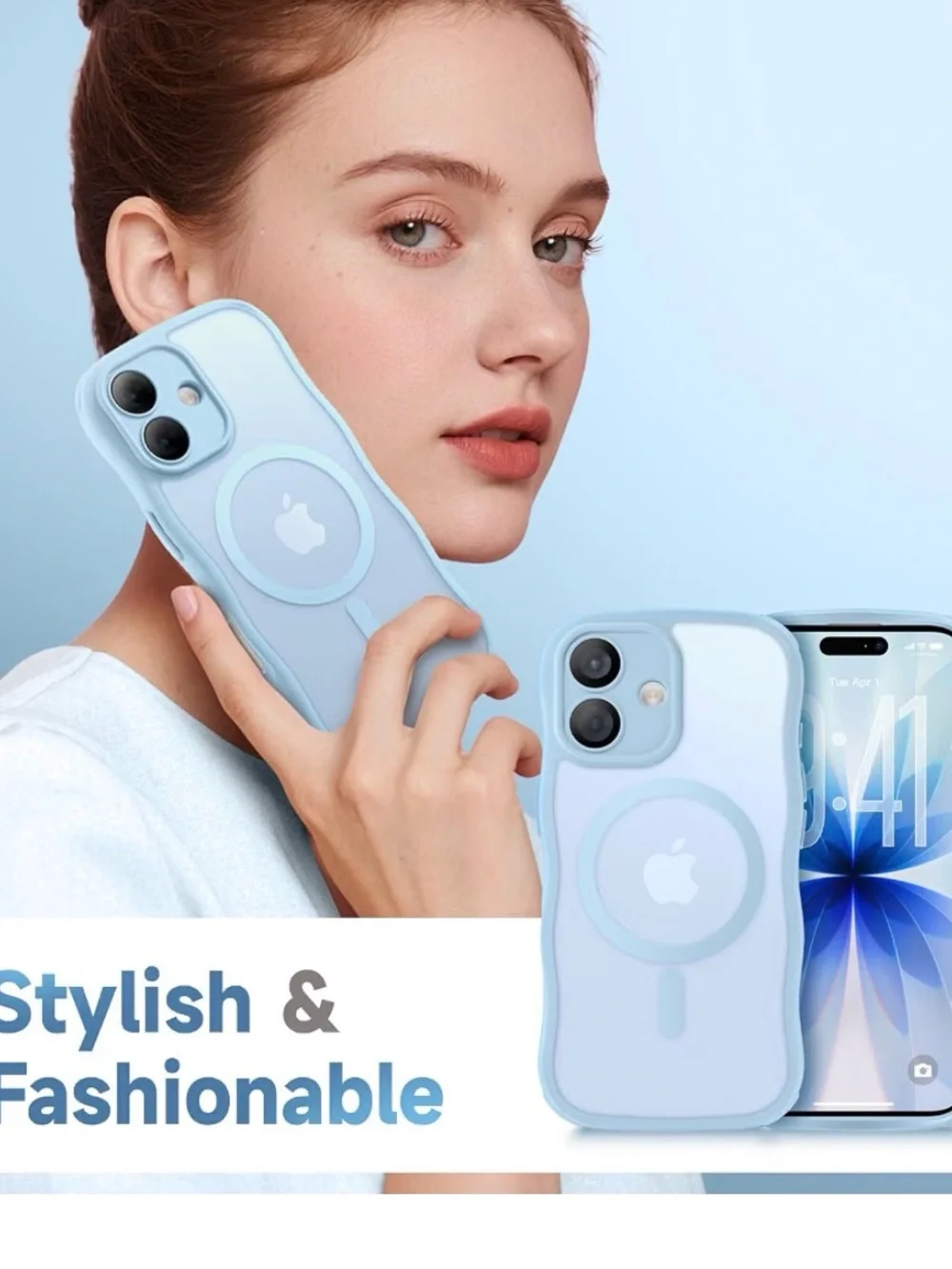 Light Blue Magnetic Protective Phone Case for iPhone 17 NEW